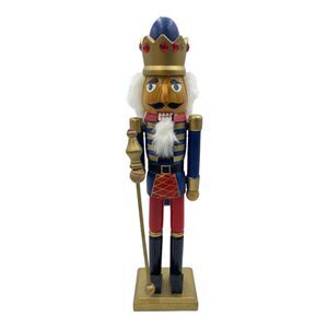 Wooden Christmas Nutcracker, 16 inches with Red Crystals